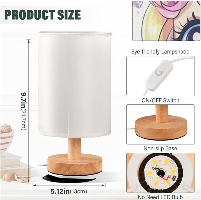 Cute Unicorn with Colorful Heart Reading Books Bedside Table Lamps with USB Port for Bedroom Lamp Table Lamp Small Nightstand Lamp Sturdy Linen Shade Decorative Lamps for Kids Reading Dome Home