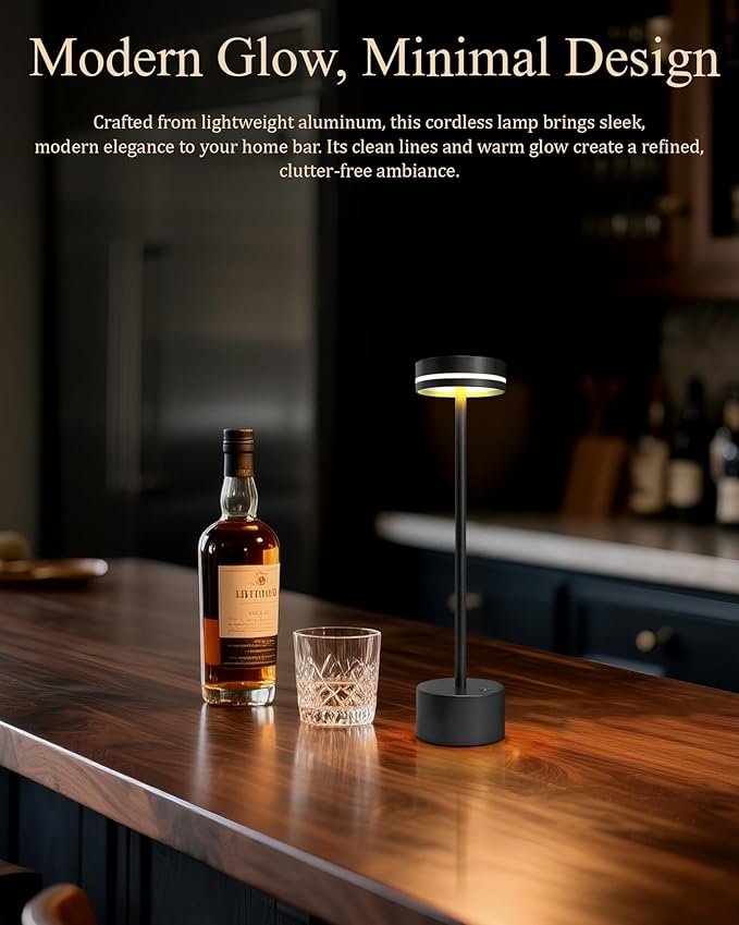 2 Pack LED Cordless Table Lamp Rechargeable, 5000mAh Portable Battery Operated LED Desk Lamp, 3 Color Dimmable Table Light for Reading/Home Office/Dining/Nightstand for Home Décor – Black