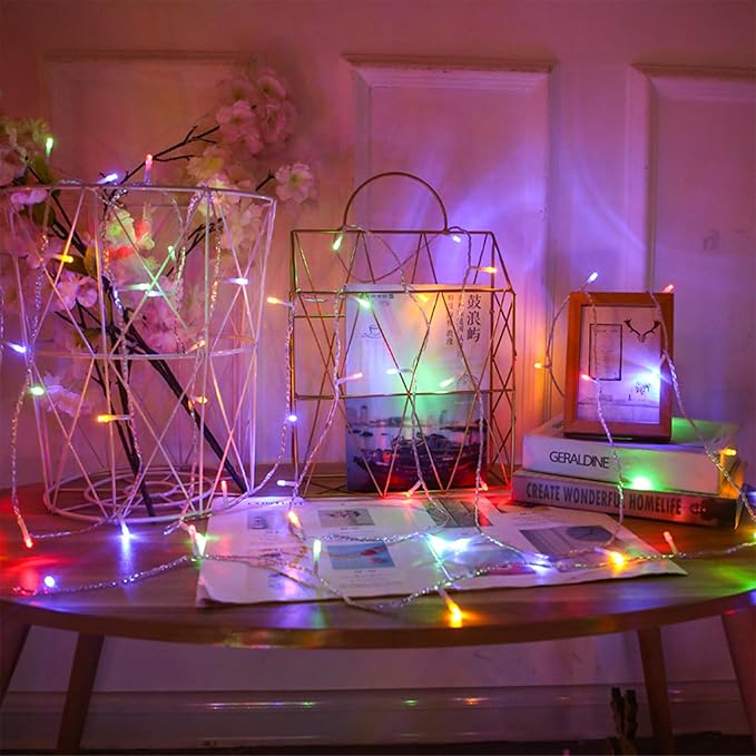 Colorful Pastel Easter Lights String Indoor Decorations, Plug in & Connectable 33ft Clear Wire with 100 Multicolored LED for Party, Garden, Home, Bedroom Christmas Tree Birthday Hanging Decor