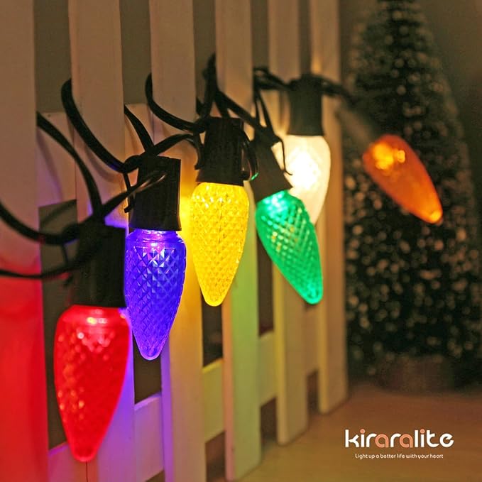 50 Pack C9 Led Christmas Lights Bulb, C9 Replacement LED Christmas Lights Outdoor Bulb, C9 Shatterproof Led Bulb for Christmas String Lights, E17 Base, Commercial Grade Multicolor Bulbs