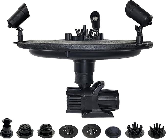 HALF OFF PONDS Floating Fountain, 3/4 HP Pond Aerator, 100 ft Cord, 8,000 GPH Water Pump, 11 Spray Patterns, Color-Changing LED Lights, for Ponds, Lakes & Water Gardens