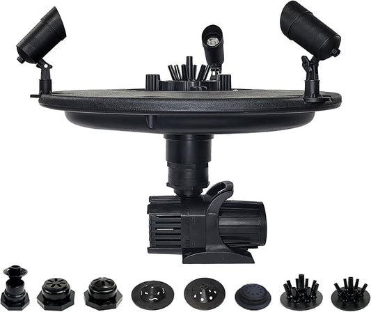 HALF OFF PONDS Floating Fountain, 3/4 HP Pond Aerator, 100 ft Cord, 8,000 GPH Water Pump, 11 Spray Patterns, Color-Changing LED Lights, for Ponds, Lakes & Water Gardens
