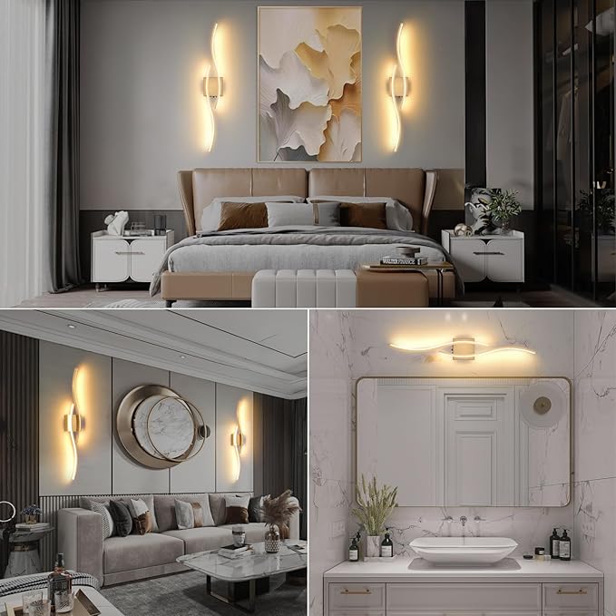 Battery Powered Wall Sconces Set of 2, Gold 31.4" LED Dimmable Wall Sconce with Remote Control/Timer/Memory, USB Rechargeable Wall Lights for Living Room, Bedroom, Hallway Wireless scones Lighting