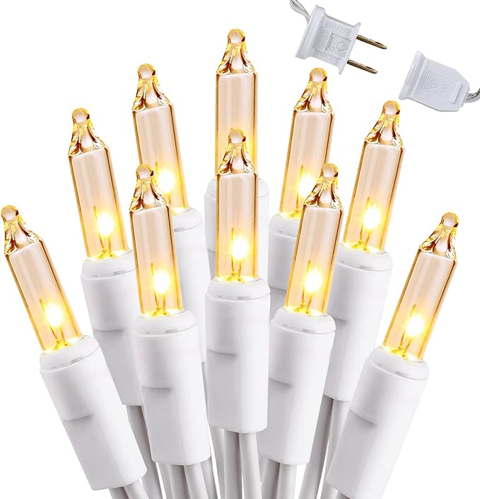 Brizled Clear Christmas Lights, 300 Count 69.6ft Incandescent White Lights String, Connectable 120V UL Certified Indoor/Outdoor White Light on White Wire for Room, Birthday, Wedding, Party, Warm White