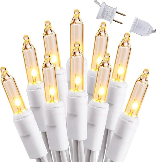 Brizled Clear Christmas Lights, 300 Count 69.6ft Incandescent White Lights String, Connectable 120V UL Certified Indoor/Outdoor White Light on White Wire for Room, Birthday, Wedding, Party, Warm White