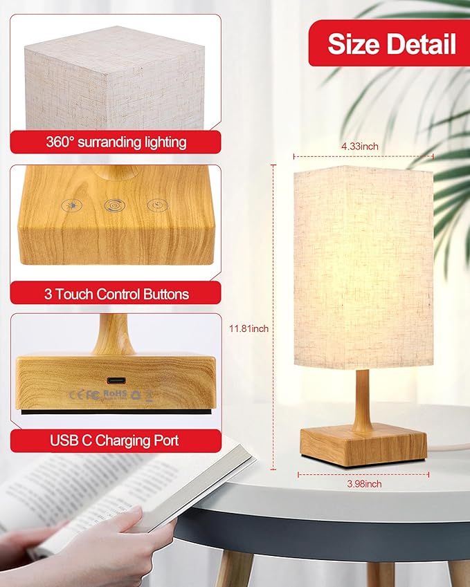 Red Light Night Light Lamp for Sleep, 670nm Red Nightlight Desk Lamp for Bedroom with Multi-Color and Brightness Options Remote Control USB Charging Elegant Design