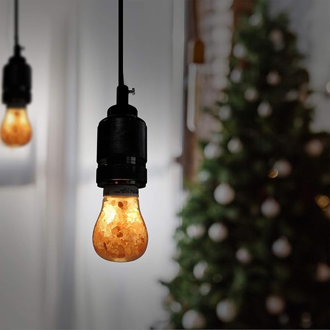 Himalayan Glow Salt LED Light Bulb, 60-Watt Equivalent, Dimmable, A19 Light Bulb, Warm Amber Glow, E26 Edison Light Bulb for Decor, Homes, Offices Kitchen - 2 Counts
