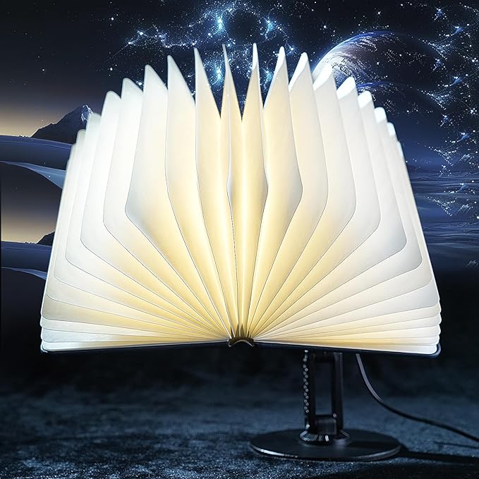 MagicBook Light - Smart Voice-Activated Book Lamp with Auto-Open/Close, Adjustable Stand & 10W RGB Desk Light for Home/Office Decor (Novelty Reading Lamp) (Art Deco 1)