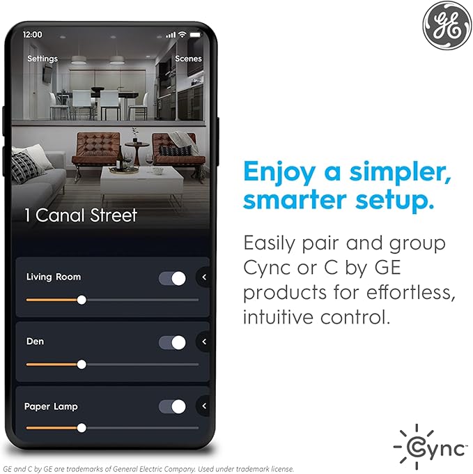Cync GE A19 LED Smart Light Bulbs, Room Decor Aesthetic Bluetooth and WiFi Color Changing Lights, LED Indoor Light Bulb, Compatible with Alexa and Google (2 Pack)