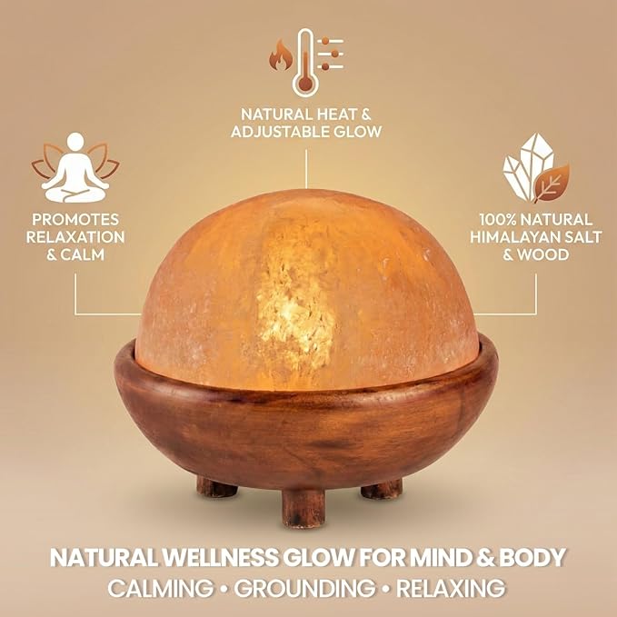 Himalayan Salt Lamp Dome Detox – Mini 7 Inch Diameter – Foot & Hand Detox – Natural Himalayan Salt Dome with Dimmer for Adjustable Heat – Wellness & Relaxation – Ideal for Home or Spa Use