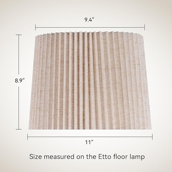 Etto Pleated Lamp Shade, 9" High, Replacement Lampshade for Empire and Drum Floor Lamps, Fits Multiple Styles, Effortless Setup(Beige Linen)