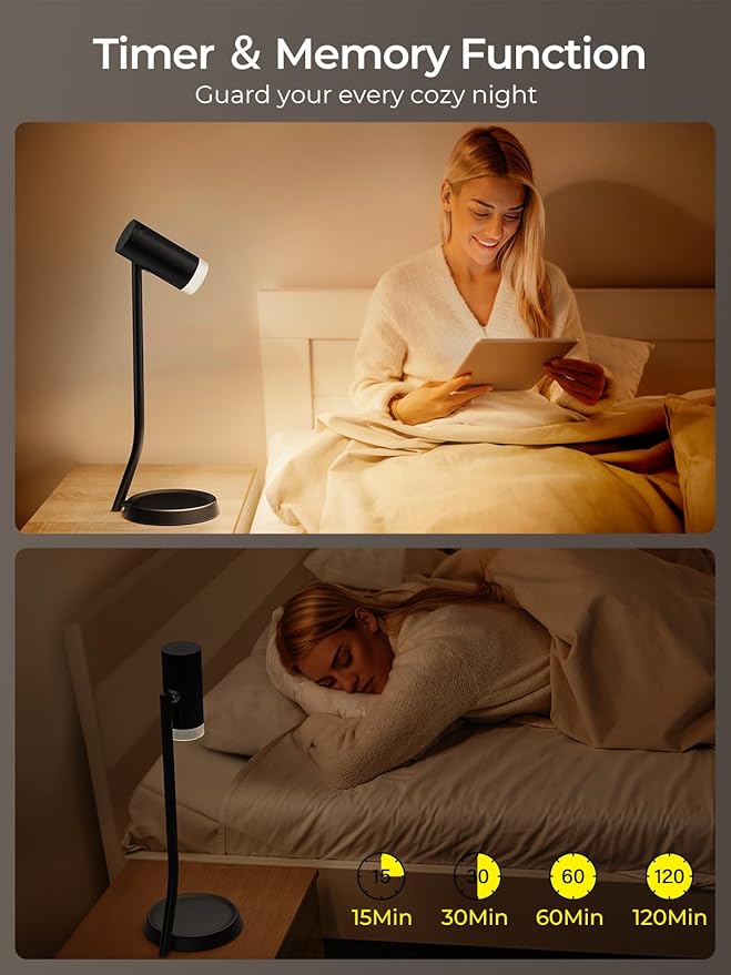PESUTEN Cordless Table Lamps, Battery Operated Portable Table Light with Magnetic Adjustable Angle Head, 5000mAh Rechargeable Lamp with CCT Dimming for Patio Party Restaurant Dining Home 2 Packs