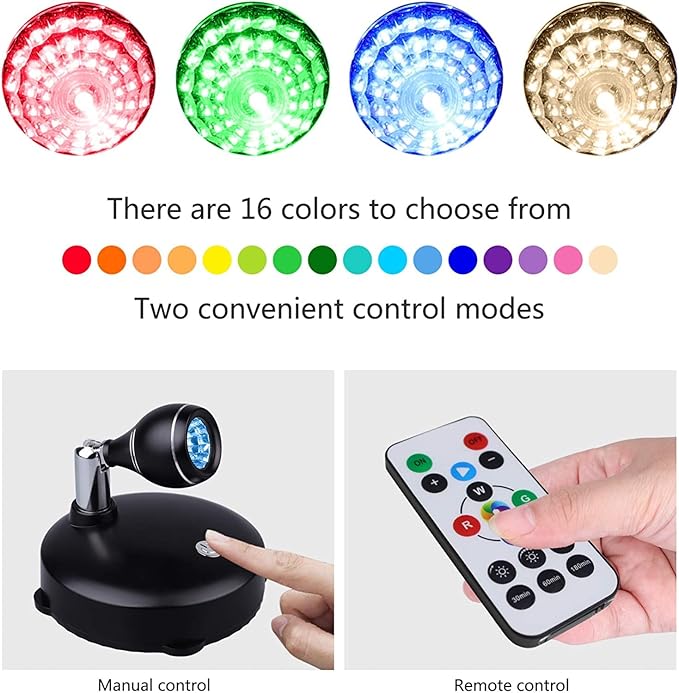 Spotlight Indoor Battery Operated Led Spot Light Stick Up Lights with Remote, Mini Spotlight Dimmable Accent Lights for Lighting up Paintings Pictures(6 Pack)