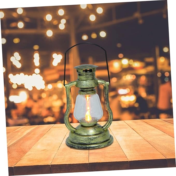 OUNONA Vintage Kerosene Lamp Handheld Battery-Powered Decorative Light for Home and Bar Decor Rechargeable Retro Lantern for Festivals and Ambiance