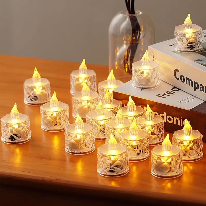 12PCS Flameless Candles, Battery Operated LED Tea Lights for Valentine‘s Day, Christmas, Wedding, Anniversary, Table Centerpiece Decor, Wishing