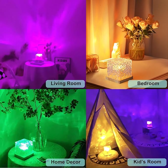 Aurora Ocean Wave Lights Projector Corded,16 Colors Changing Light Touch Dimmable Mood Lighting, Remote Crystal Night Lamp with Dynamic Ripple Effect for Bedroom Playroom Decor Kids Teens Gifts