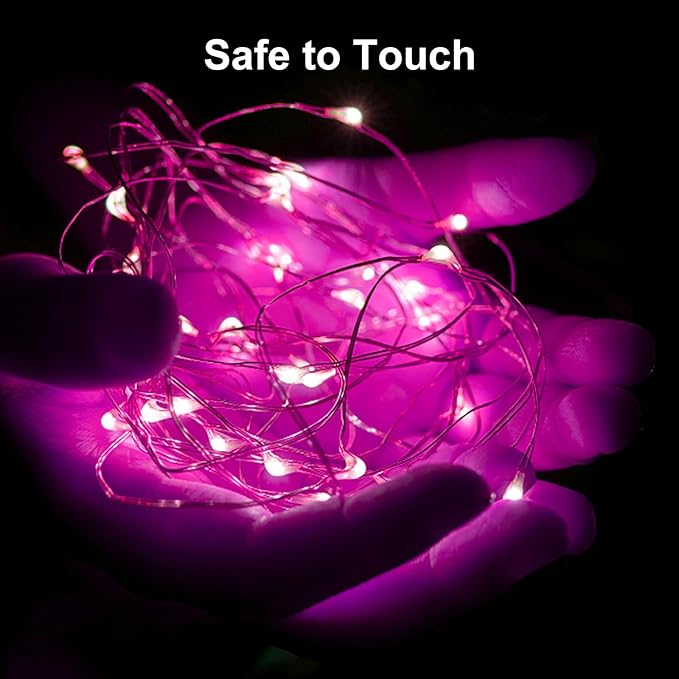 ZGWJ Fairy Lights Battery Operated, 12 Pack Twinkle String Lights 20 LED 7ft 3 Lighting Modes for Bedroom Decor, Valentines Day, Halloween, Christmas, Party Indoor and Outdoor Decoration Pink