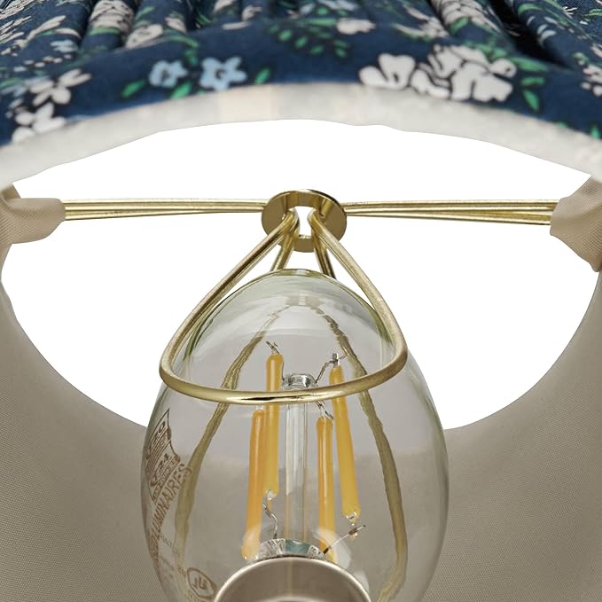 Springcrest Nelle Blue and Green Floral Cottage Core Pleated Shade 3.5x6x5 (Clip-On) - Springcrest