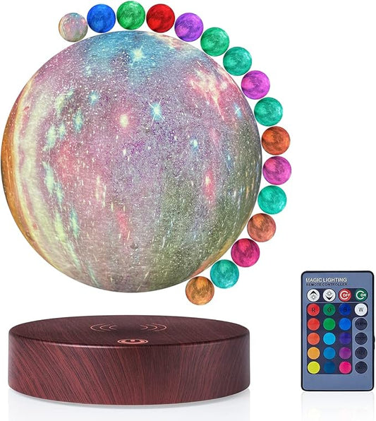 VGAzer Levitating Moon Lamp 5.9 Inch 16 Colors Galaxy Moon Lamp 3D Moon LED Light with Remote Control for Birthday for Baby, Children, Girls, Boys (Round Base)