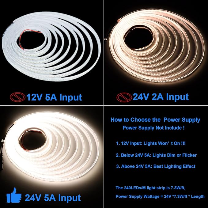 JOYLIT 24V LED Strip 4000K Natural White Outdoor Waterproof, UL Listed Pro 16.4FT 817LM/FT Ultra Bright 238LEDs/M 2835 CRI 92+ 120W 13000LM Dimmable LED Tape, Task Light Strip for Pool, Commercial