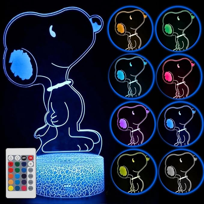 Kids LED Lamp for Bedroom with Remote – 3D Illusion Dog Night Light USB Desk Lamp with ABS Base, Color Changing Night Light 16 Colors Acrylic Panel Soft Glow Table Lamp for Boys Room Décor