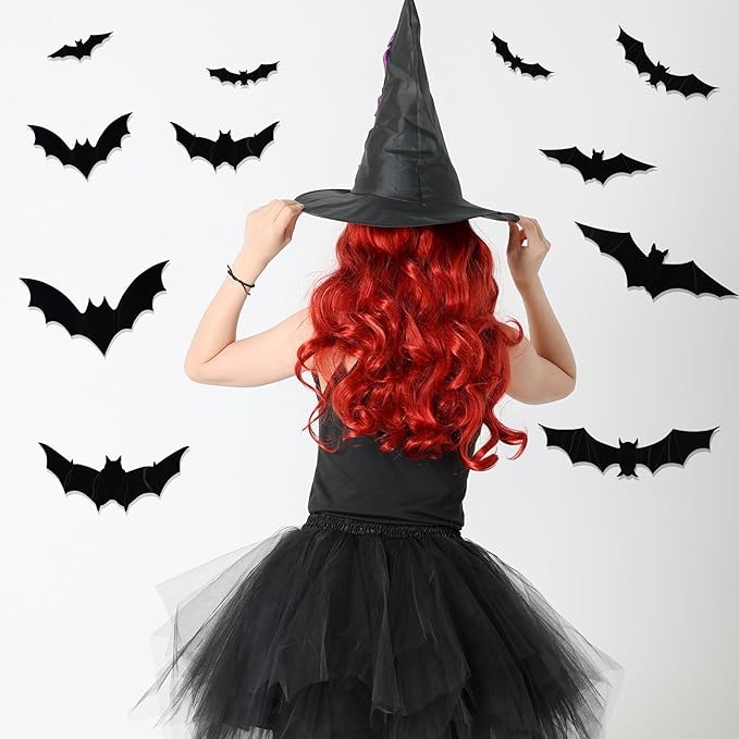 Halloween LED Bats Light Wall Stickers Glow in The Dark 3D Wall Decor for Home Decor Indoor Party Decorations (24, 5 Sizes)