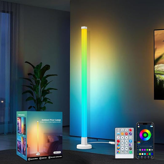 Smart RGB LED Corner Floor Lamp,16 Million DIY Colors & 200+ Scene, Music Sync, App & Remote Control,Color Changing Ambient Mood Lighting for Living Room, Bedroom, Gaming Room