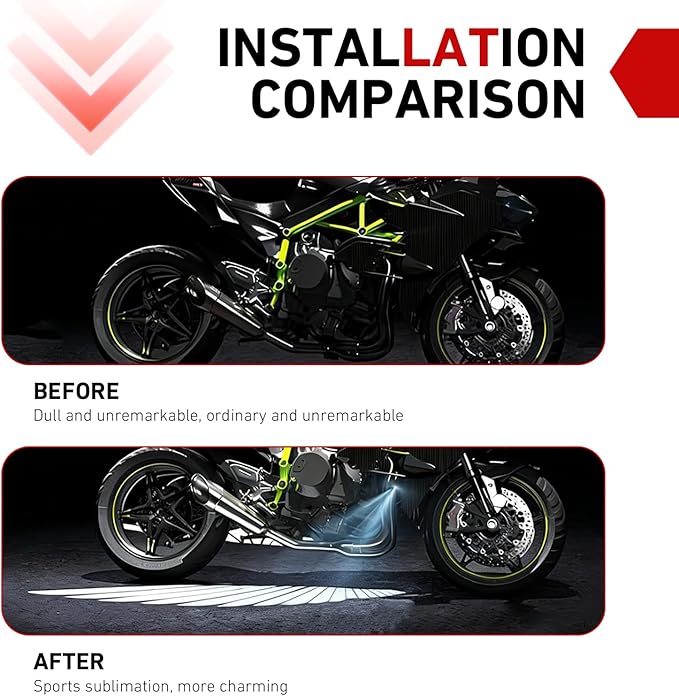 2 PCS Motorcycle LED Projection Lights, Wing Pattern Exterior Decor Lights, Vehicle Ground Projection Lamp for Motorcycle, Universal for Most Motorcycles (White)