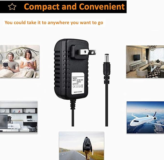 CJP-Geek 24V AC Adapter Charger Compatible with Govee H6078 RGBIC Floor Lamp LED Wi-Fi App Control Smart lamp Power Supply Cord Mains PSU