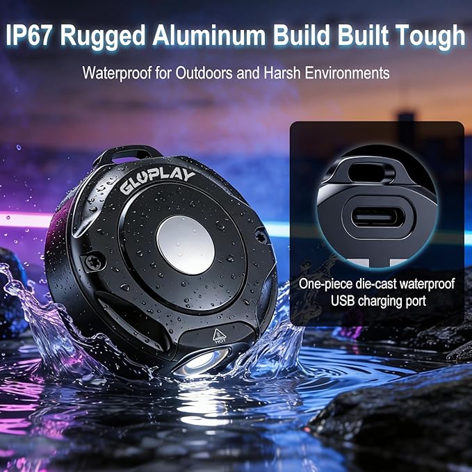 G1 Mini Keychain Flashlight Rechargeable,Small Powerful EDC Pocket Flashlight with White & RGB Side Light,Magnetic,Carabiner Clip,IP67 Waterproof Aluminum LED for Camping & Hiking (Black)
