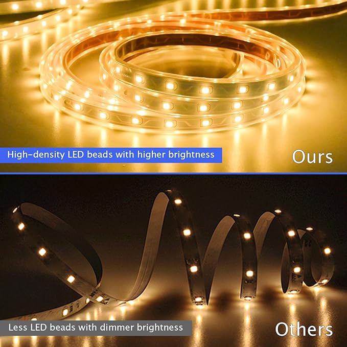 120ft Total (3x40ft) - 3 Pack Solar Led Strip Lights Outdoor, 8 Mode with Remote Timer and Auto On/Off, Self-Adhesive Waterproof, Great for Yard, Garden, Stair and Sidewalk Decor, Warm White