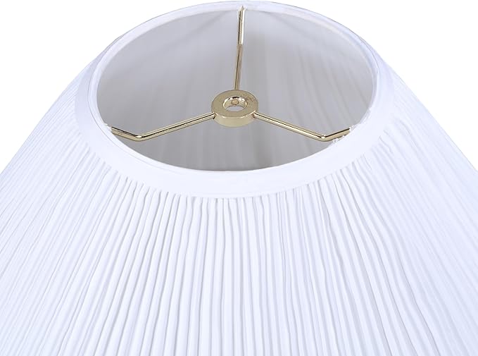 Aspen Creative 33018 Hardback Empire Spider Lamp Shade, Mushroom Pleated in Cotton White Faux Silk Fabric, 6" Top x 19" Bottom x 12" Slant Height