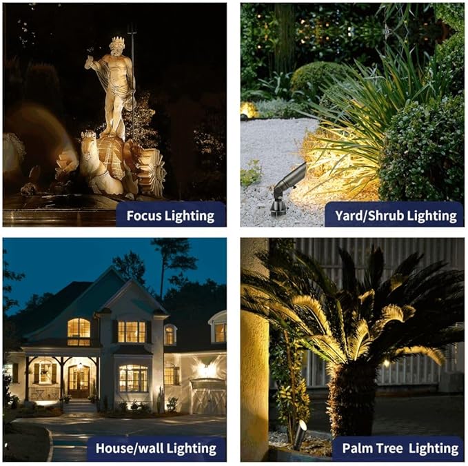Gardenreet Brass Landscape Lighting - Outdoor Low Voltage Spotlights Wired, MR8 Low Light 12V LED Uplights, Waterproof Spot Lights, Bronze for Outside Shrub Without Bulb (4 Pack)