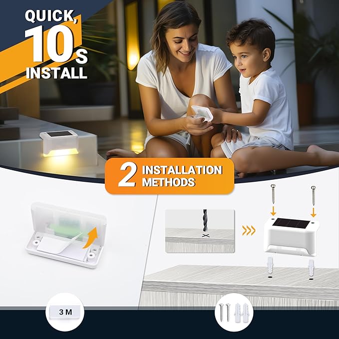 SOLPEX Solar Fence Lights Outdoor 20 Pack, Solar Step Lights Waterproof Led Solares Light for Outdoor Stairs, Deck, Fence, Yard, Patio, and Balcony(Warm White)