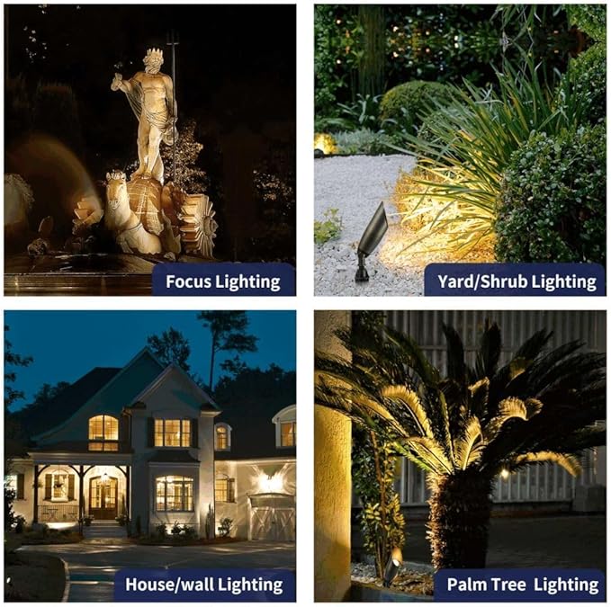 Gardenreet Outdoor Cast Brass Spot Flood Light - 12V LED Accent Uplighting Waterproof, Low Voltage Landscape Lights Metal, Bronze for Fence Fountain with Bright White MR16 Replaceable Bulbs (12 Pack)