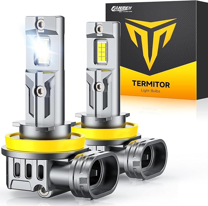 FAHREN H11/H8/H9 Fog Light Bulbs, 50000LM Brightness, 6500K Cool White, Plug and Play, 1:1 Halogen Size, IP68 Waterproof, Pack of 2