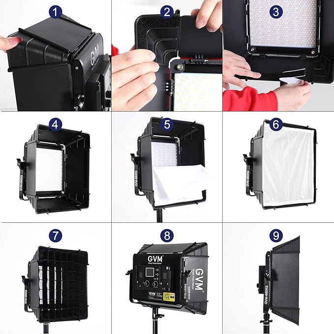 GVM RGB Led Video Light with 3 Softboxes, 680RS 3 Packs 50W Studio Lights with Bluetooth Control, Upgrade Photography Lighting with 18 Lighting Scenes, led Panel Lights for Video Recording, YouTube