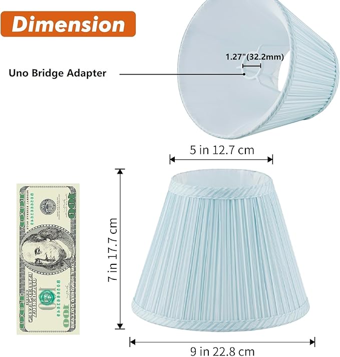 Uno Lamp Shade,Drum Pleated Lamp Shades 5" Top x 9" Bottom x 7" Slant Height,Barrel Small Replacement Lampshade (Uno Fitter), Fabric Lampshades Table lamp Shades Bottle Lamp Shade,1 Pack(Light Green)