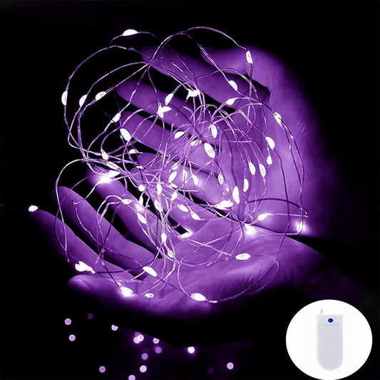 Purple Fairy Lights Battery Operated 3 Speed Modes 7Ft 20 LED Mini Fairy String Lights Christmas Waterproof Twinkle Firefly for Bedroom DIY Thanksgiving Valentine's Decor