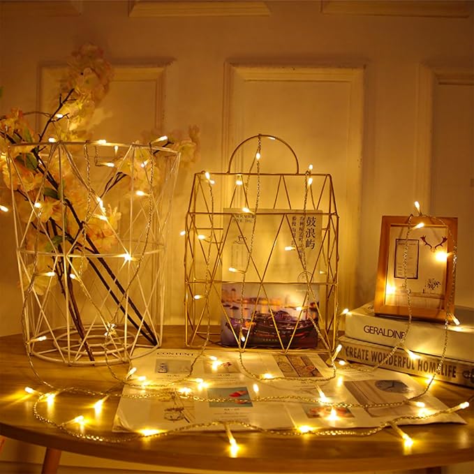 100 LED Warm White String Lights Indoor Decorations, 33ft Plug in & Connectable Clear Wire Fairy Lights Lamp for Bedroom, Wedding Party, Birthday, Christmas Tree, Yard & Patio Hanging Decor