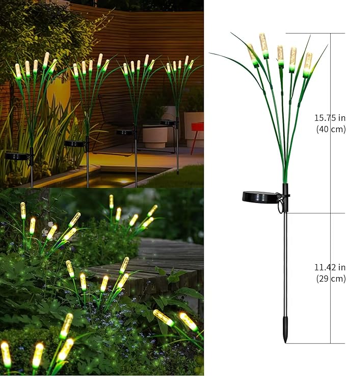 Solar Outdoor Garden Lights,LED Solar Swaying Lights for Garden Patio Yard Pathway Walkway Wedding Party Christmas Landscape Lighting (Warm White, 2 Pack)
