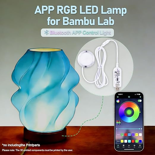 Upgrade APP Led Lamp Kit MH001 for Bambu Lab 3D Printer Light, 3D Printer Accessories MakerWorld Models Lamp DIY 3D Print Valentine's Day Gift