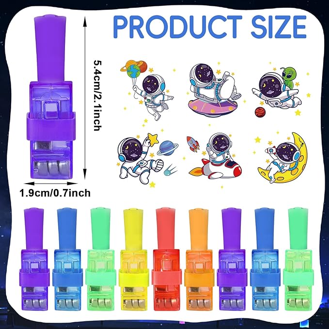 36Pcs Outer Space LED Finger Lights Space Party Favors Glow in the Dark Light Up Finger Lights Galaxy Themed Toys Bulk for Astronaut Birthday Party Goodie Bag Stuffer Birthday Gifts Classroom Prize