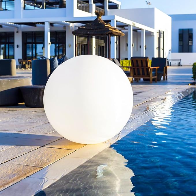 LOFTEK Extra Large Floating Pool Light - 20-inch Rechargeable Orb Light with Remote - 3 Modes & Dimmable & 16 RGB Funky Floor Lamp - Mood Lighting for Bedroom, Living Room, Pool Decor - 1-Pack