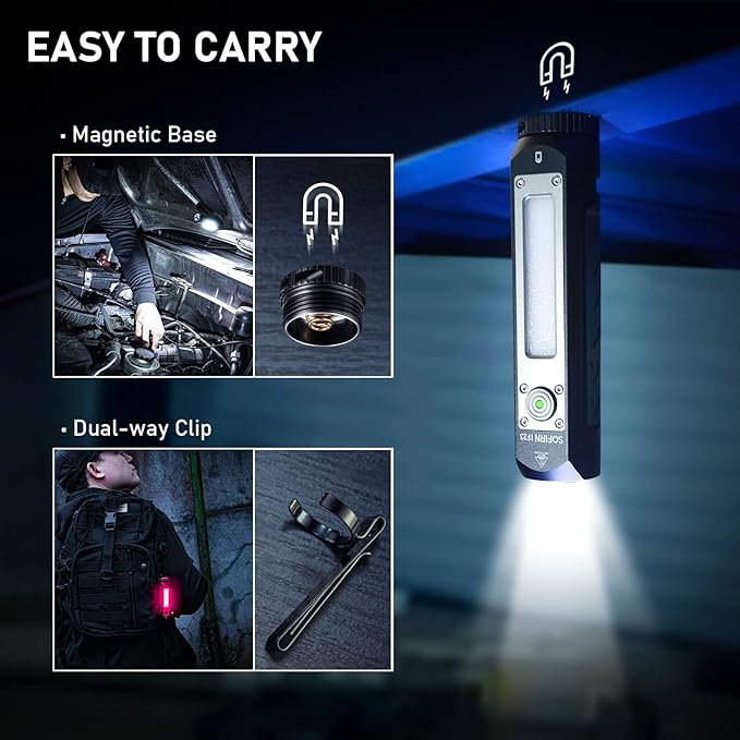 Rechargeable Flashlights High Lumens, Sofirn IF23 4000lm Flashlight 3-in-1 with side white light and RGB mode, IPX8 waterproof,long runtime, magnetic base, suitable for home, emergency, camping