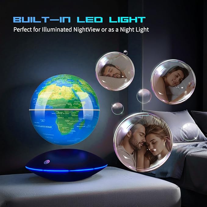 Magnetic Levitating Floating Globe with LED Light, 16 Colors Cool Tech Gadgets Gifts World Globe Lamp for Men Father Boys Girls, Birthday Gifts for Home Office Desk Decor Display