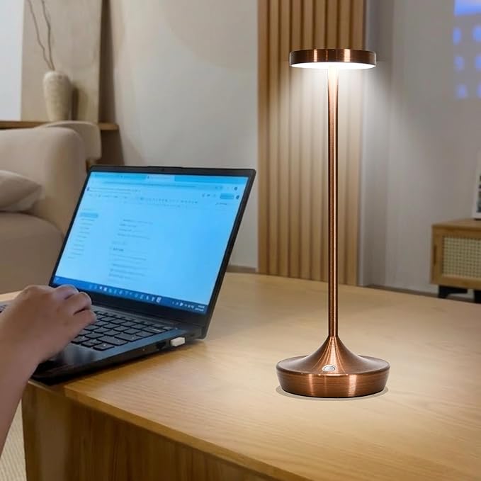 Cordless Table Lamp Rechargeable - 6000mAh LED Battery Operated Table Light - Portable Touch Dimmable Outdoor Waterproof Table Lamps for Patio Bar Restaurant Dining (2 Brown)