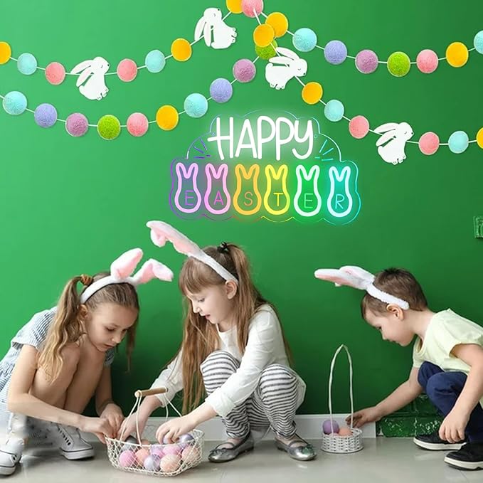 Brighten Your Easter with Joy! – Warm LED Neon Lights for Home, Wall & Party Decor – Perfect for Easter Egg Hunt, Basket Stuffer Hoppy Spring Celebration & Festive Atmosphere