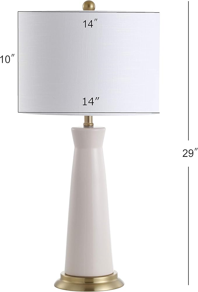 JONATHAN Y JYL3046A Hartley 29" Ceramic Column LED Table Lamp Contemporary Transitional Bedside Desk Nightstand Lamp for Bedroom Living Room Office College Bookcase LED Bulb Included, Cream