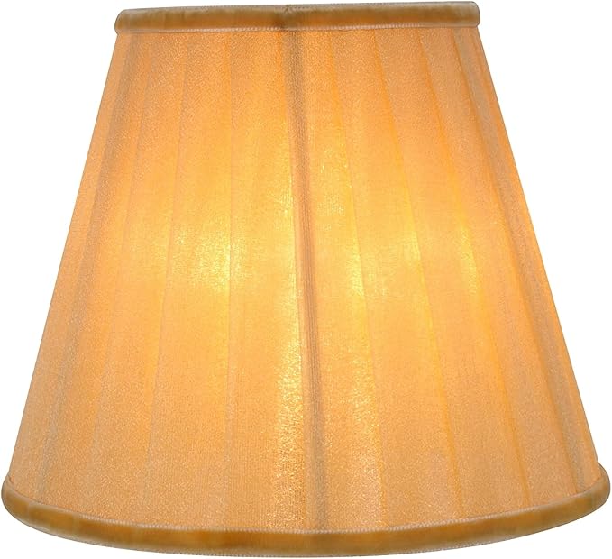 Aspen Creative 33113-2B Small Pleated Empire Shape Chandelier Clip-On Lamp Shade, Gold, 3" Top x 5" Bottom x 4-1/4" Slant, 2 Pack